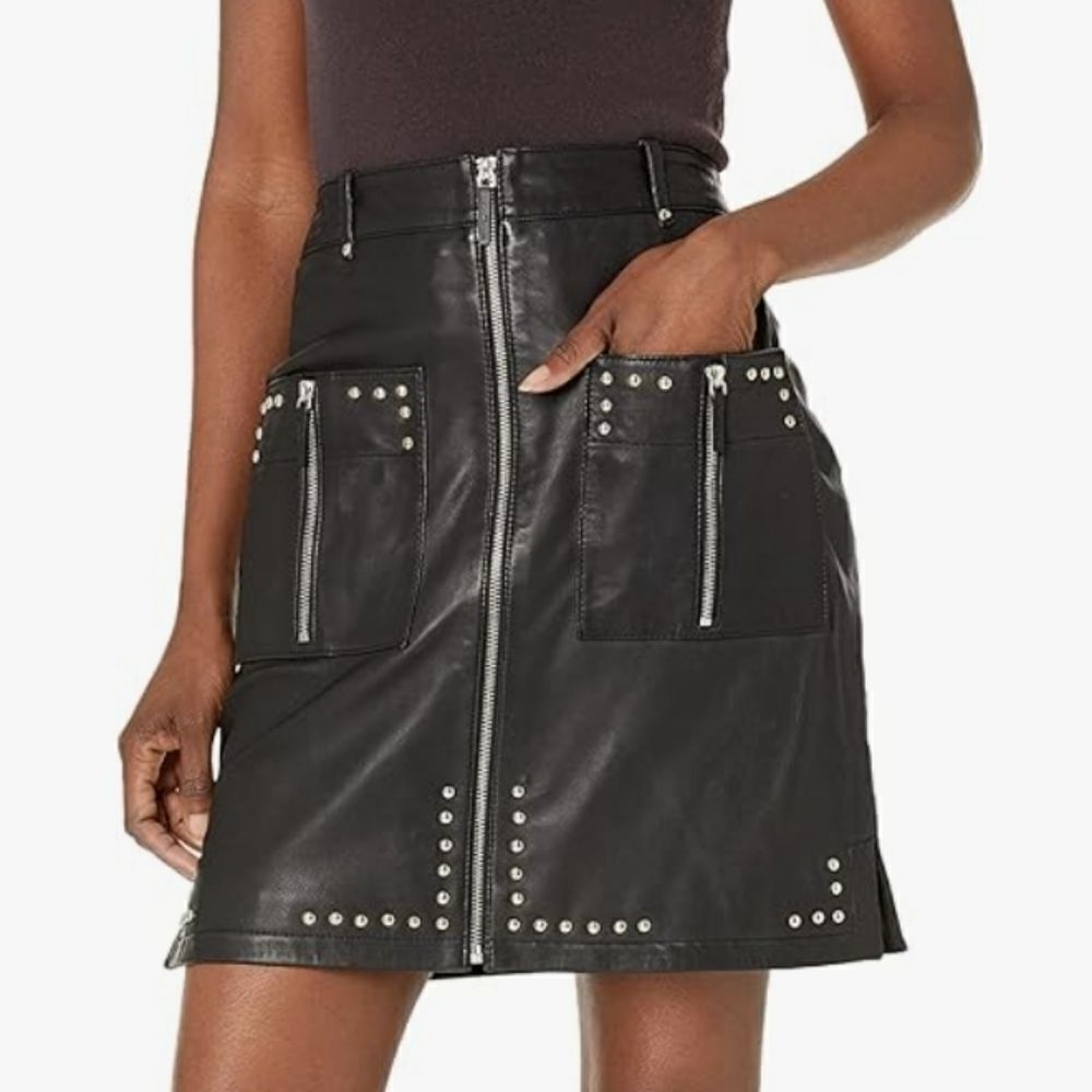 Karl Lagerfeld leather skirt new with tags dark academia preppy gothic chunky